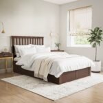 Walnut Wooden Double Ottoman Bed - Anderson Color-Brown
