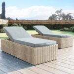 Grey Sun Lounger Set of 2 - Aspen- Rattan adjustable sun loungers