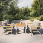 5 Seater Iroko Wood & Aluminum Garden Sofa Set - Como