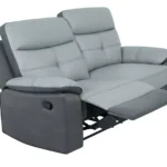 Home Charles Leather Mix 3 Seater Recliner Sofa - Grey