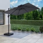 3x3m Dark Grey Square Cantilever Parasol with Base & Cover - Como