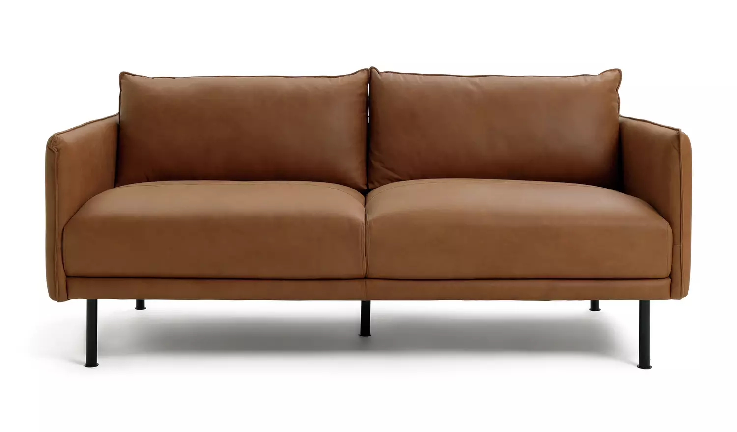 1-128.webp Habitat Moore Leather 3 Seater Sofa - Tan - Image 1