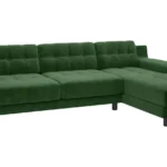 Habitat Hendricks Velvet Right Hand Corner Chaise Sofa-Green