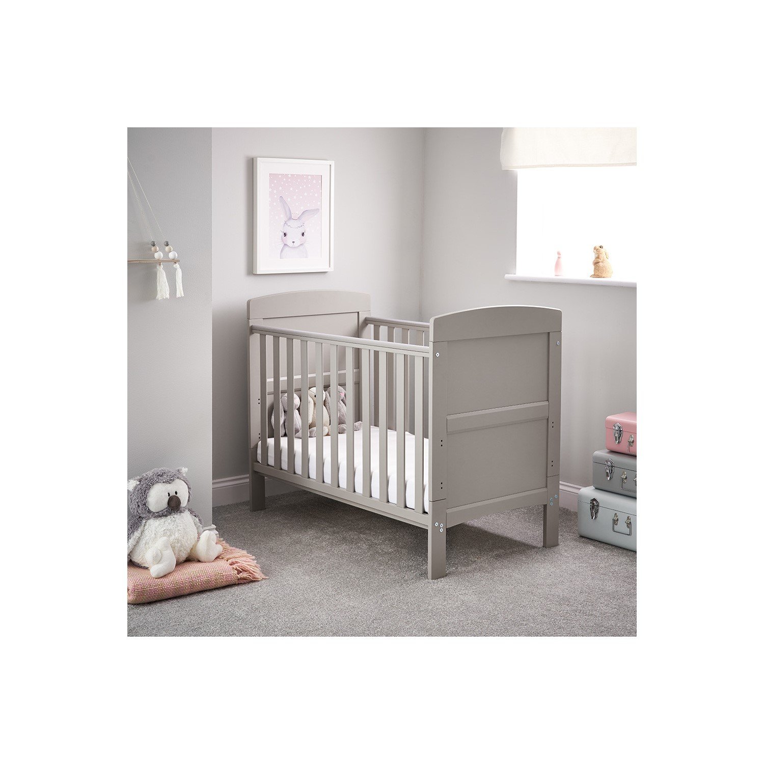 1-175.jpg Grace Grey Wooden Cot Bed with Teething Rail - Obaby - Image 1