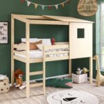 House Mid Sleeper Bed in Solid Pine - Oakley