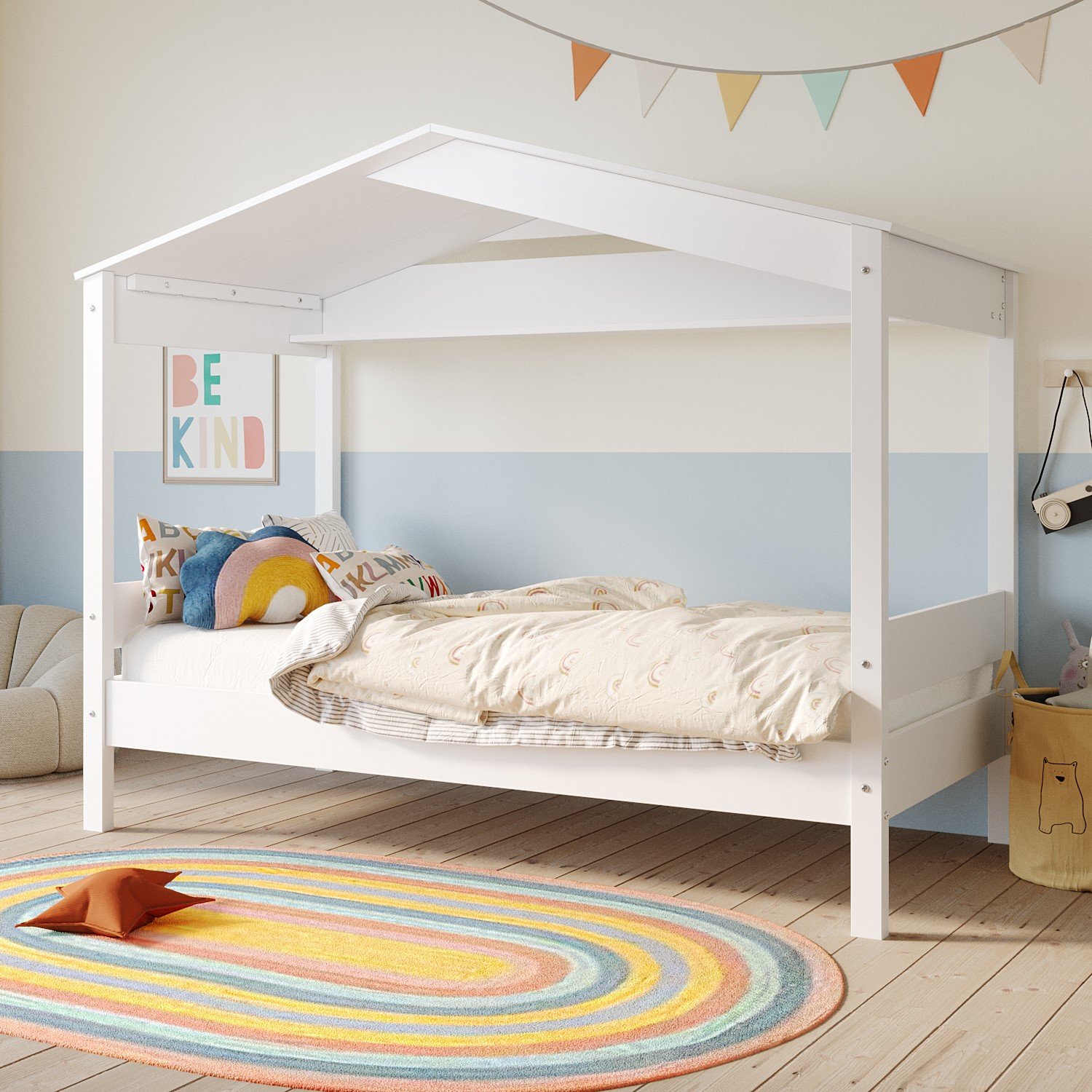 1-196.jpg Single House Bed Frame in White - Remy - Image 1