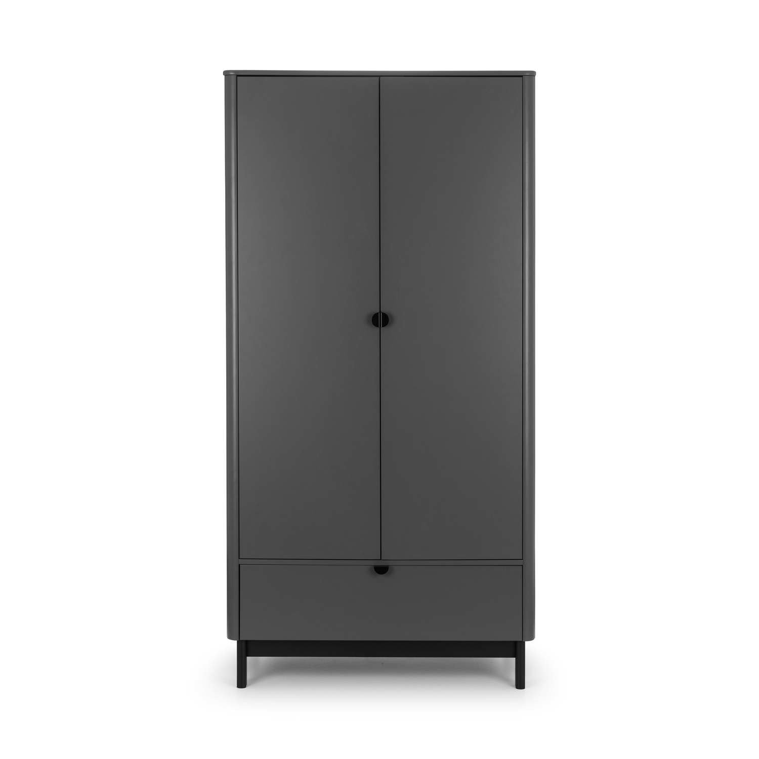 1-222.jpg Dark Grey 2 Door Double Wardrobe with Drawer - Chloe - Julian Bowen - Image 1
