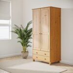 Pine 2 Door Double Wardrobe with Drawers - Hamilton
