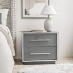 Grey Oak Rustic 2 Drawer Bedside Table - Franco