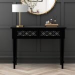 Black Mirrored Boho Dressing Table with 2 Drawers - Alexis