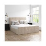 ide Opening Beige Velvet Ottoman Bed - Khloe