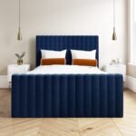Side Opening Navy Blue Velvet Ottoman Bed - Khloe