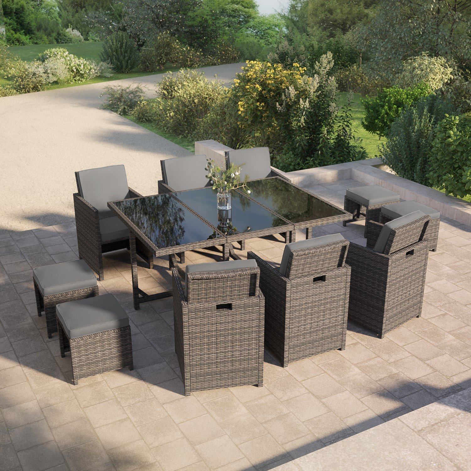 1-70.jpg 10 Seater Dark Grey Rattan Cube Garden Dining Set - Fortrose - Image 1