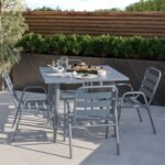 4 Seater Grey Aluminium Garden Dining Set - Como