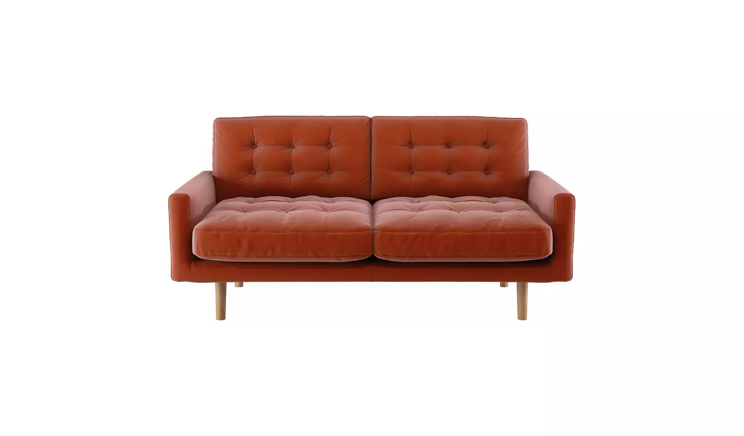1-73.webp Habitat Fenner Velvet 2 Seater Sofa - Orange - Image 1