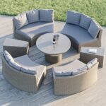 8 Seater Rattan Modular Circular Dining Sofa Set with Height Adjustable Table - Fortrose