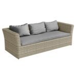 GRADE A1 - 3 Seater Light Grey Rattan Garden Sofa - Fortrose