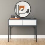 Grey Retro Dressing Table with 2 Drawers - Aiko