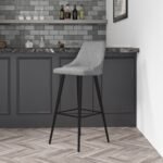 Grey Fabric Bar Stool with Back - 79 cm - Maddy